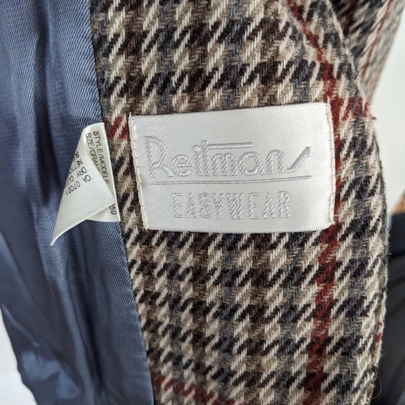 Vintage Harrinbone Houndstooth brown blazer jacket large @A9 - Picture 8 of 12